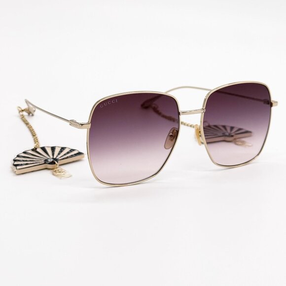 NEW GUCCI SUNGLASSES GG1031S 010 GOLD/BROWN WOMEN EYEWEAR GUCCI PLUS EARRINGS main image 11